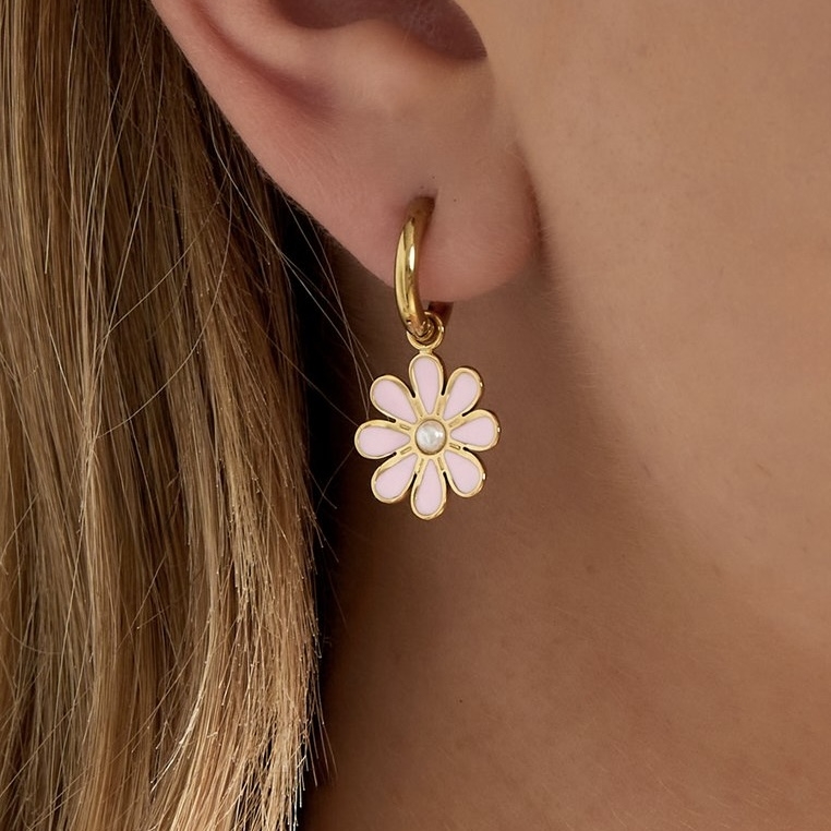Oorbellen - Flower Pink