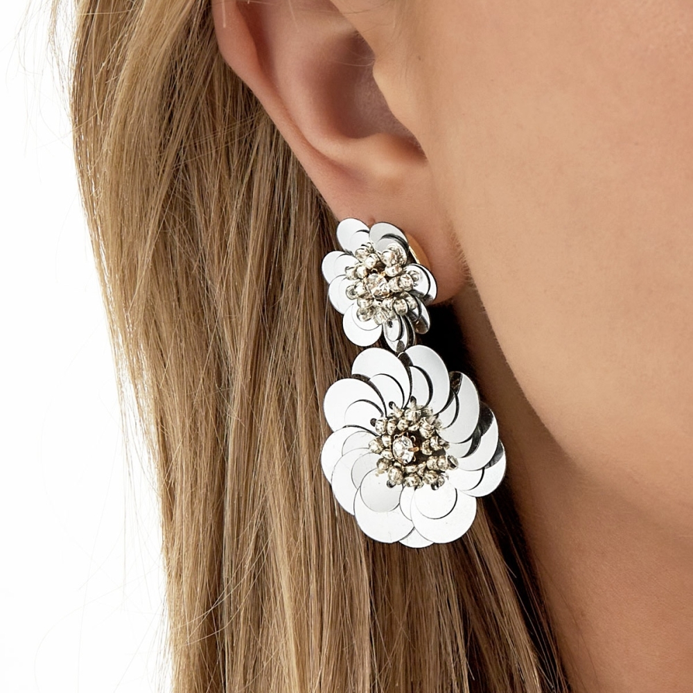 Oorbellen Bloemen - Champagne