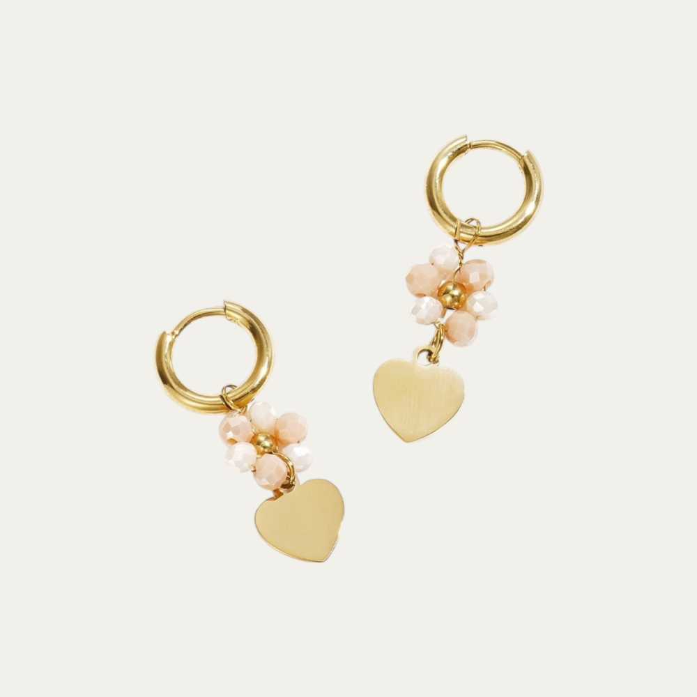 Oorbellen - Hart en Bloemenkraaltjes