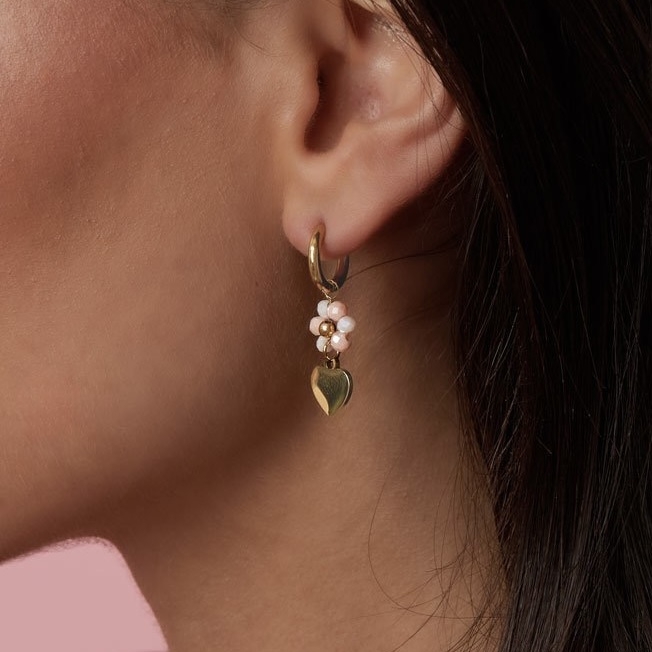 Oorbellen - Hart en Bloemenkraaltjes