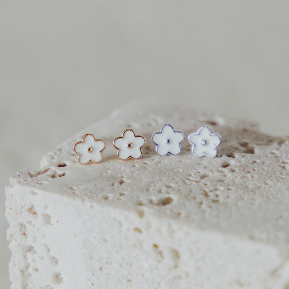 Oorbellen mini - Flower White