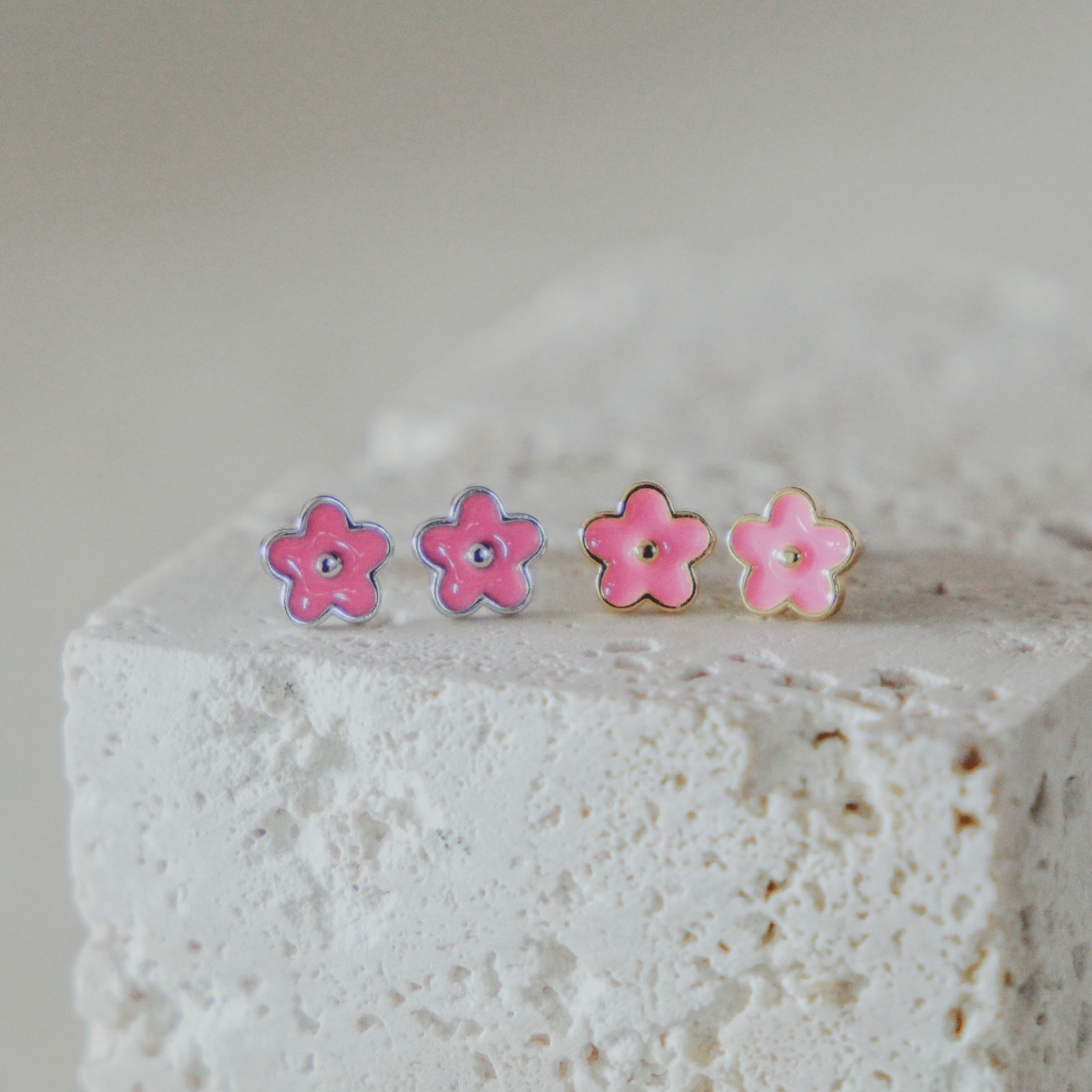 Oorbellen mini - Flower Pink