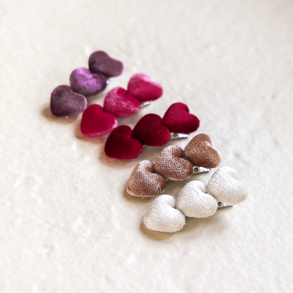Velvet hartjes clip - per stuk