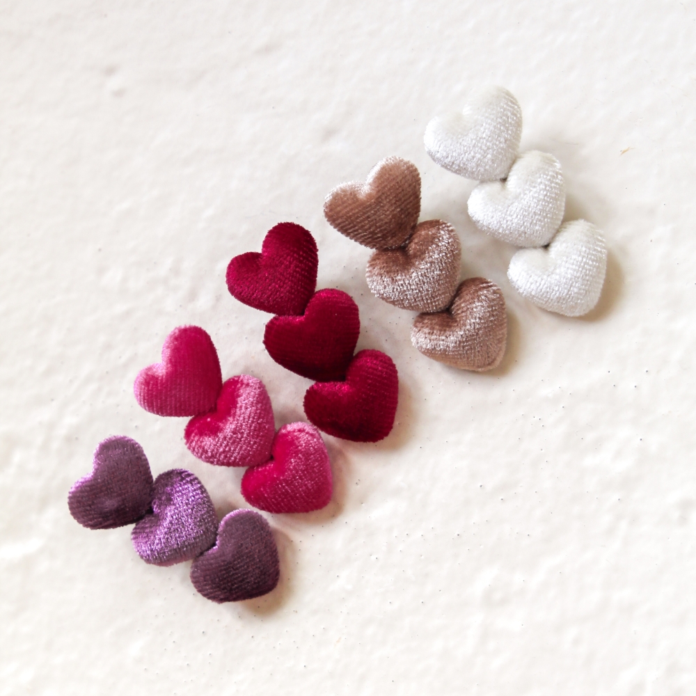 Velvet hartjes clip - per stuk