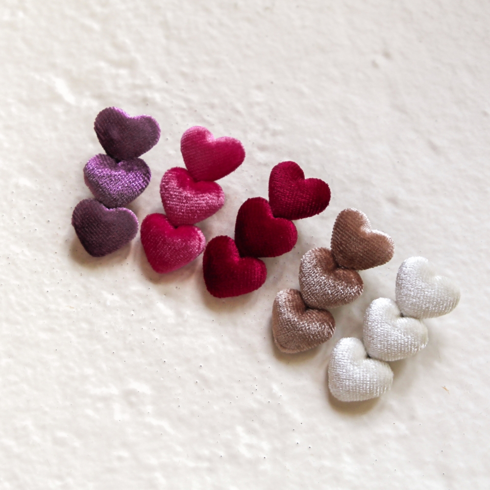 Velvet hartjes clip - per stuk