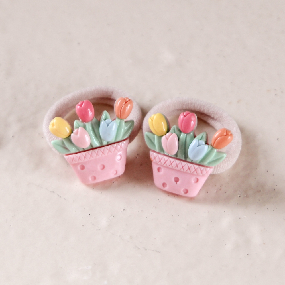 Haarelastiekjes - Mandje Tulpen
