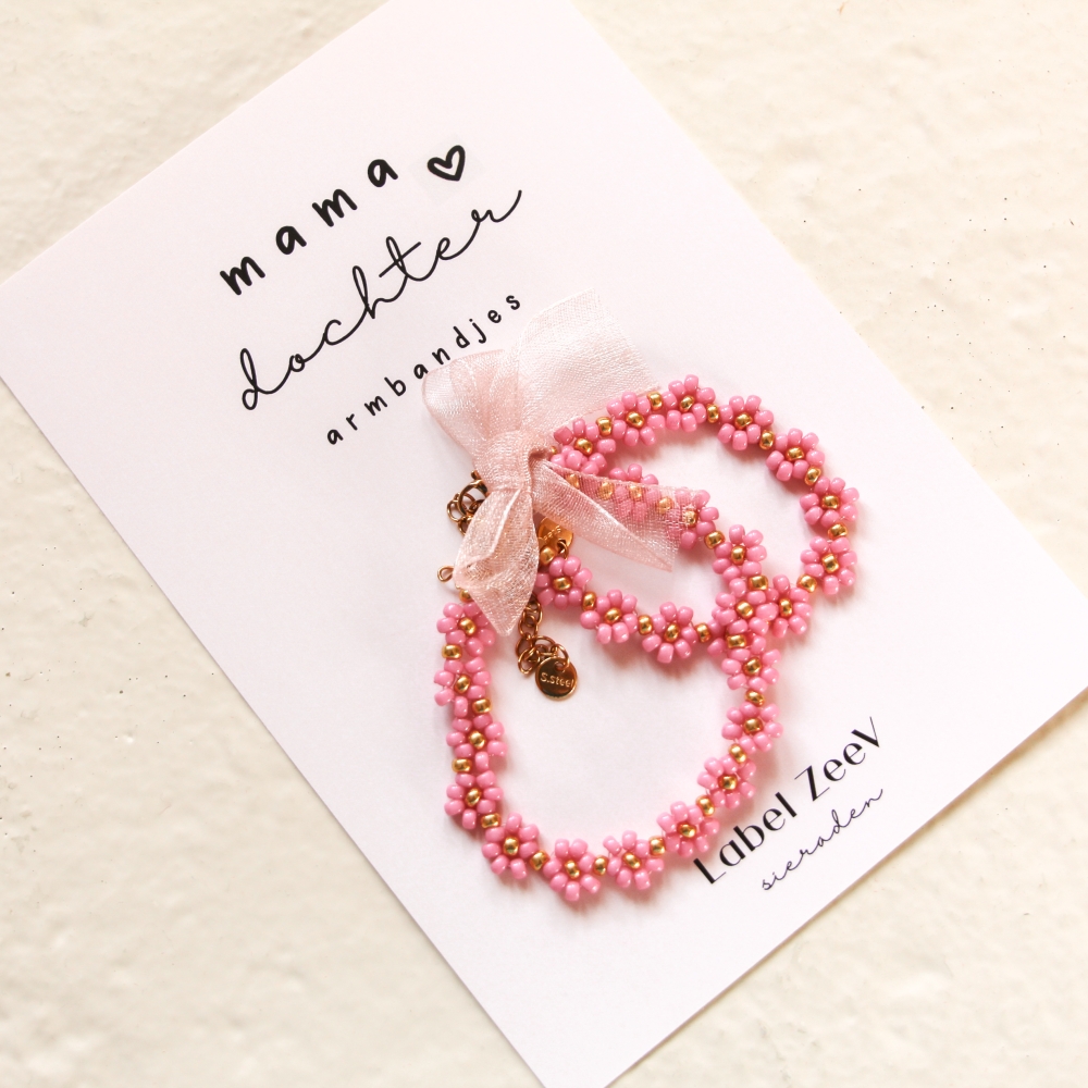 Mama♡Dochter armbandjes - Pink