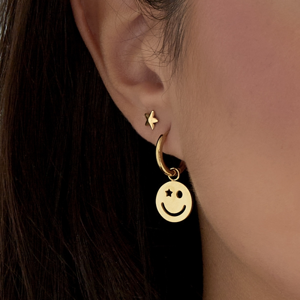 Oorbellen - Smiley Goud