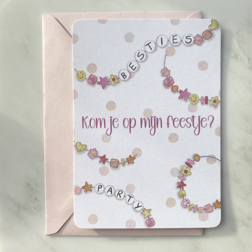 Kinderfeestje uitnodiging - Vriendschapsarmbandjes