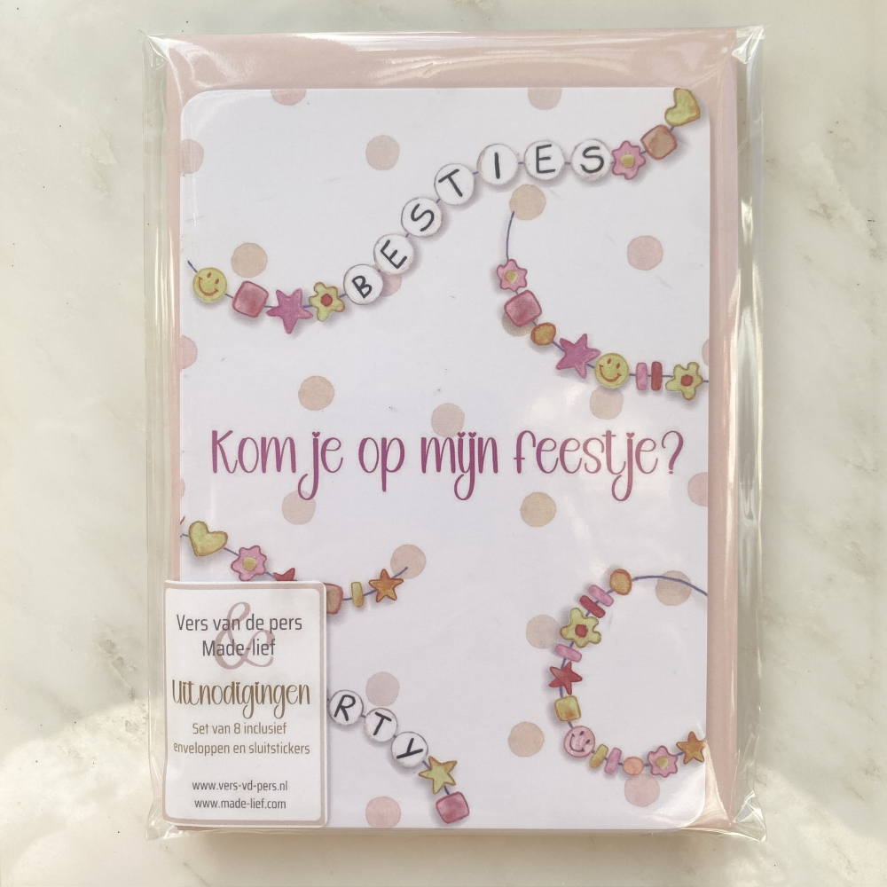 Kinderfeestje uitnodiging - Vriendschapsarmbandjes