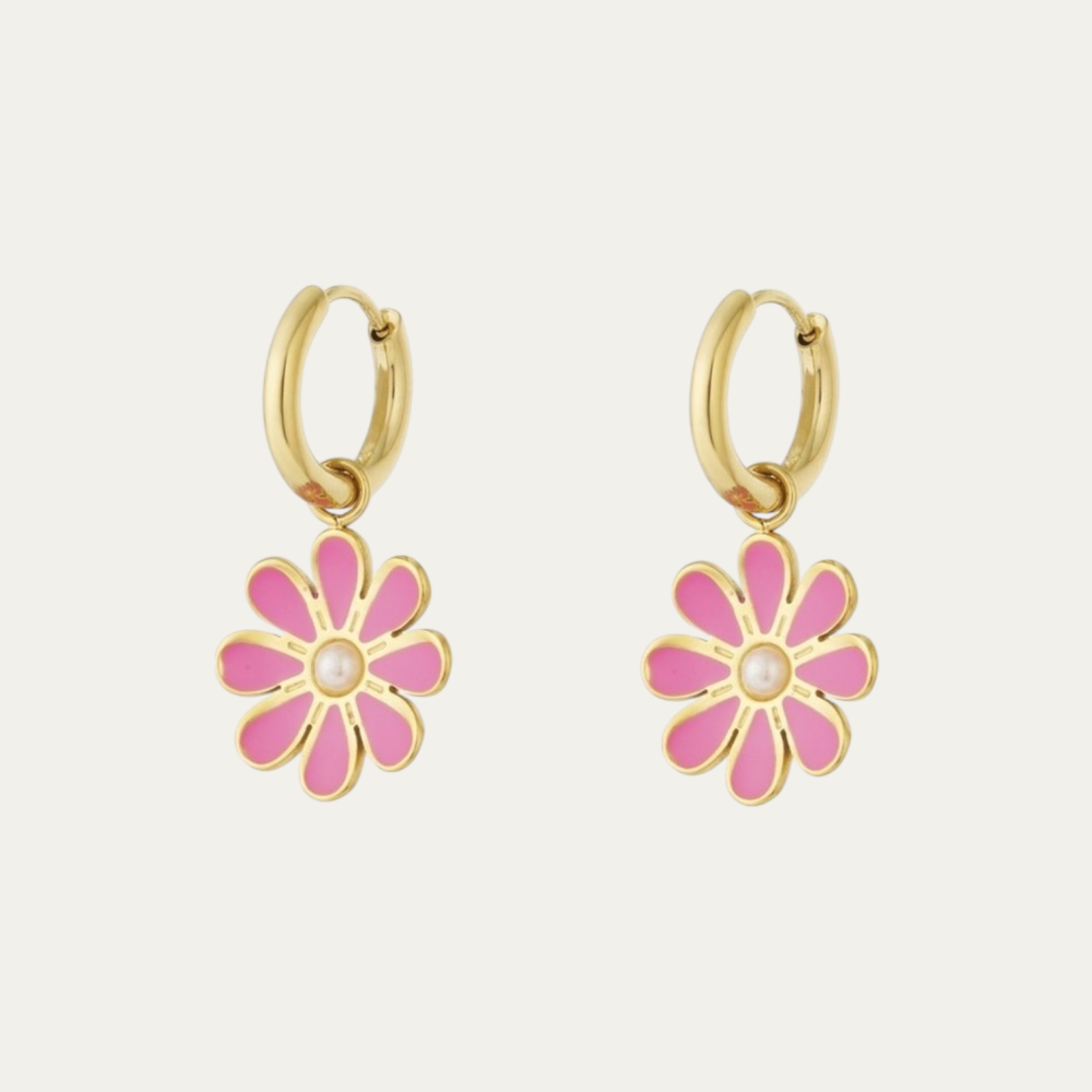 Oorbellen - Flower Pink