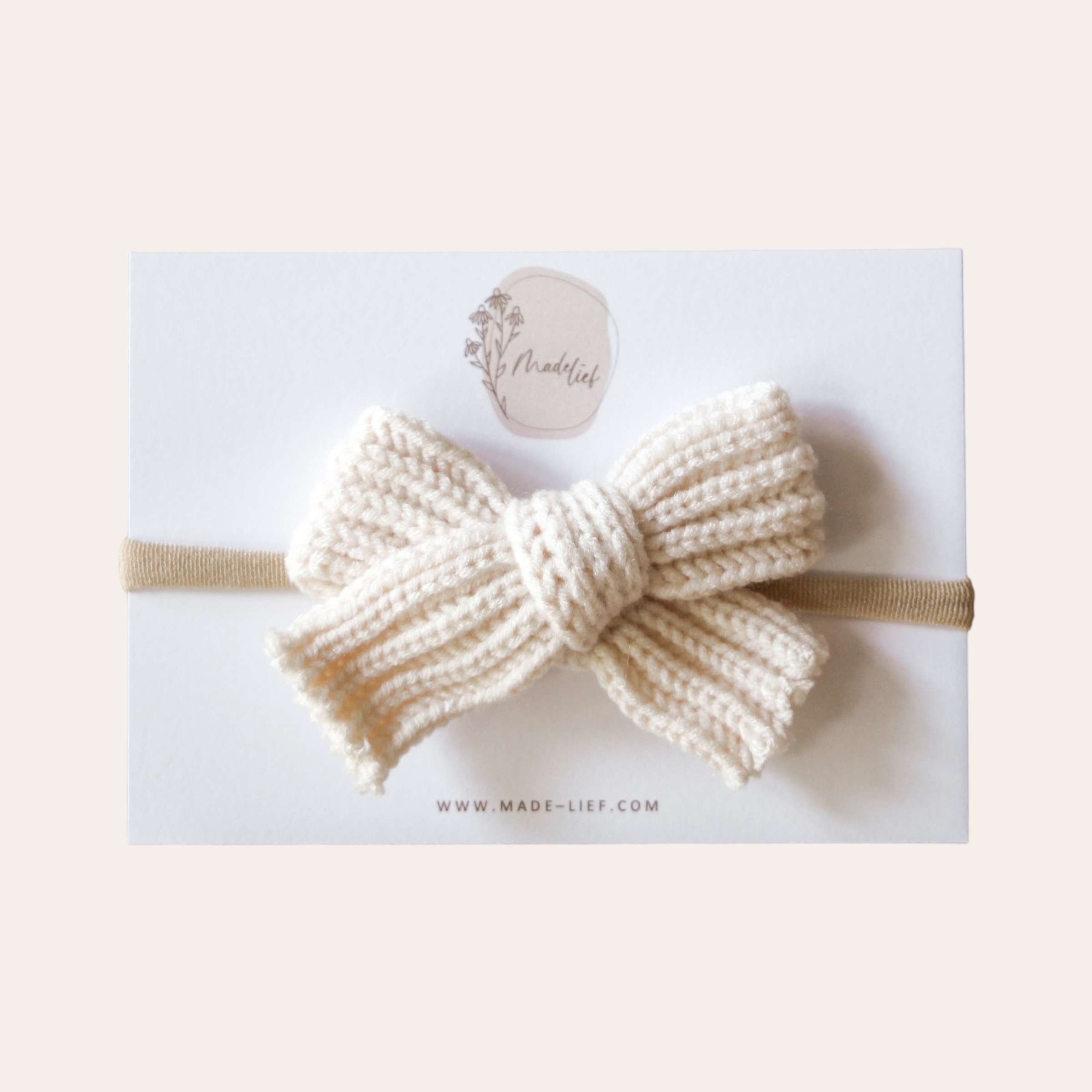 Haarband knitted strik - Crème