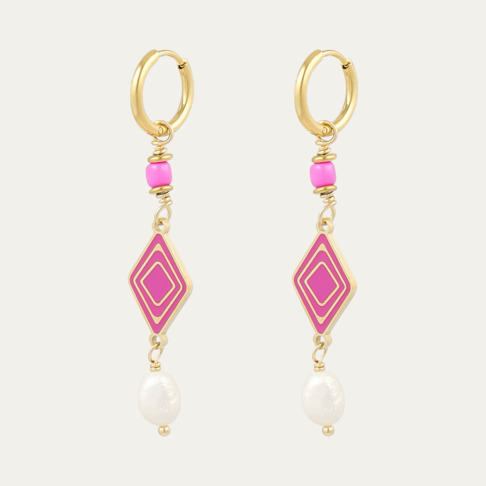 Oorbellen - Fuchsia Parel