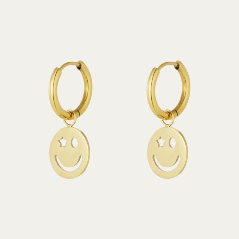 Oorbellen - Smiley Goud