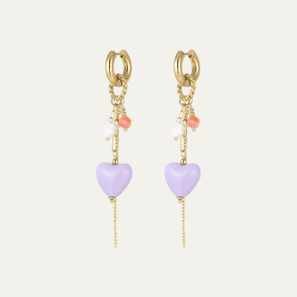 Oorbellen - Love Party Lila