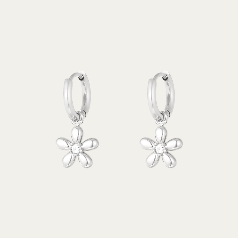 Oorbellen - Bloemetje Zilver