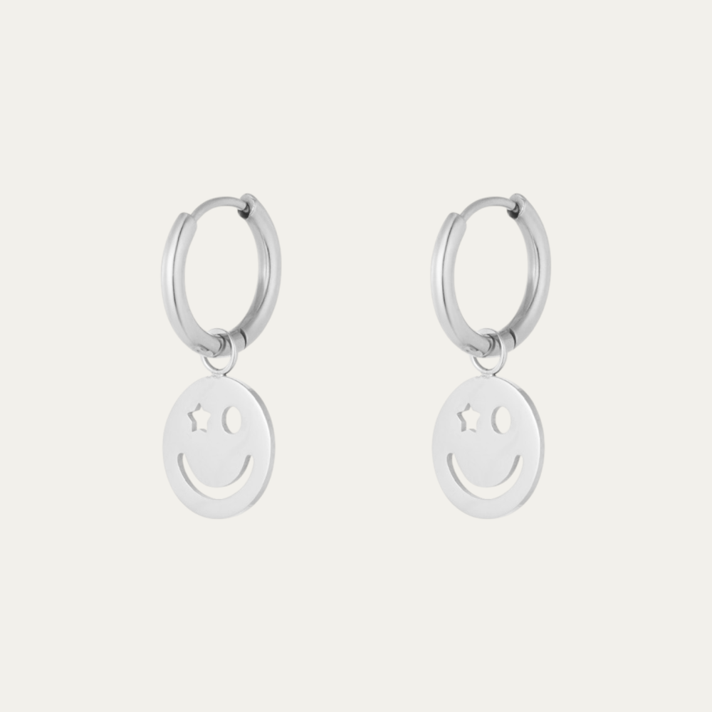 Oorbellen - Smiley Zilver