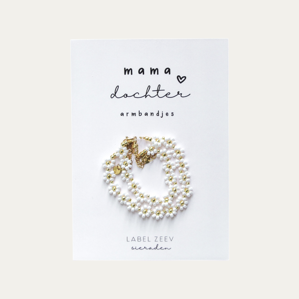 Mama♡Dochter armbandjes - Cream