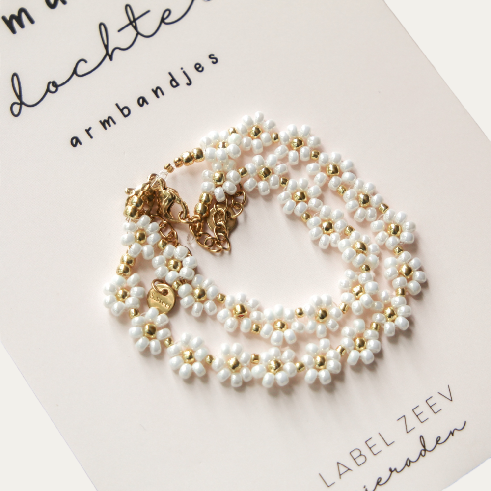 Mama♡Dochter armbandjes - Cream