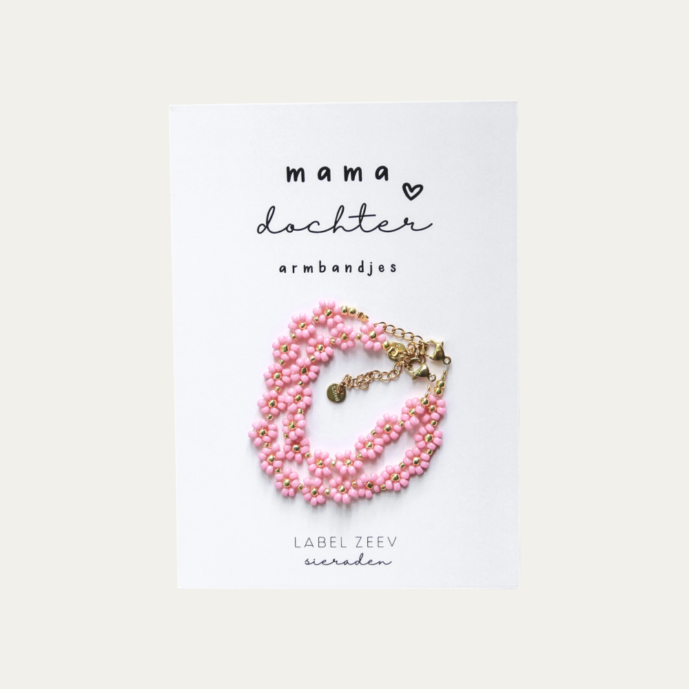 Mama♡Dochter armbandjes - Pink