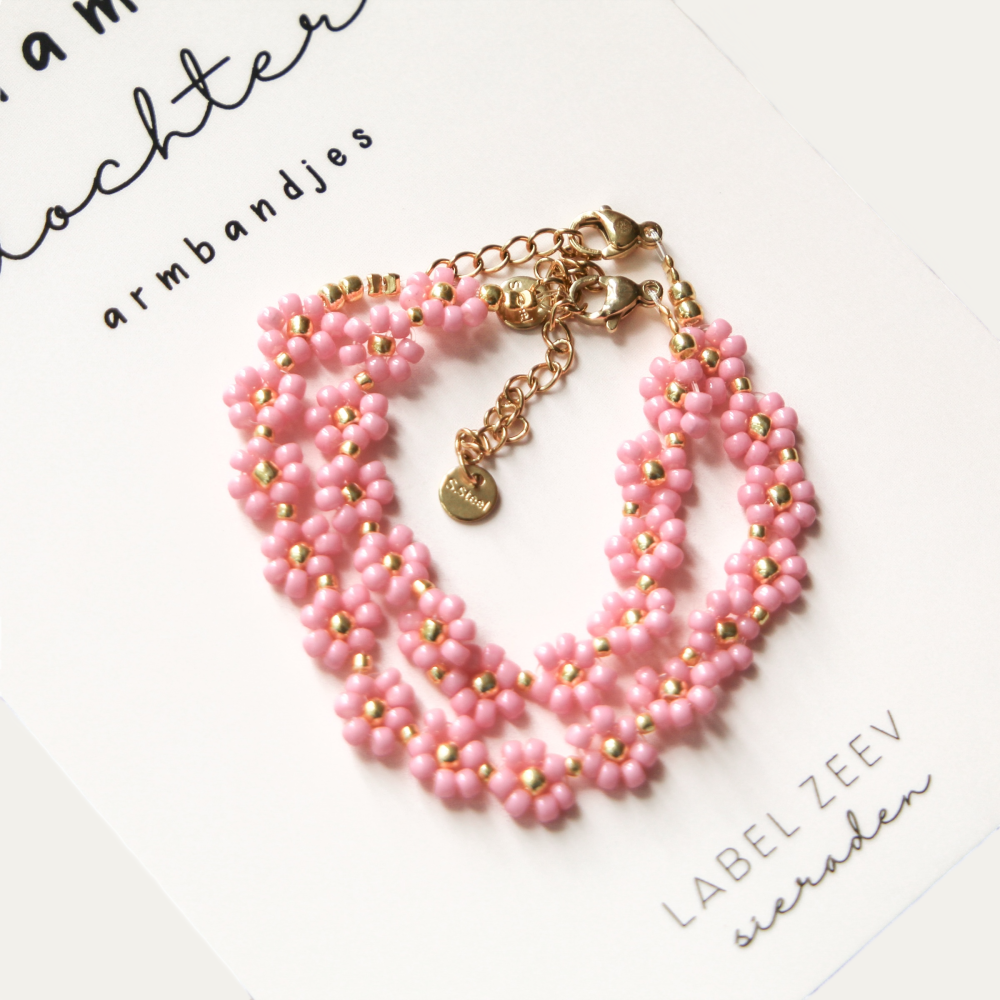 Mama♡Dochter armbandjes - Pink