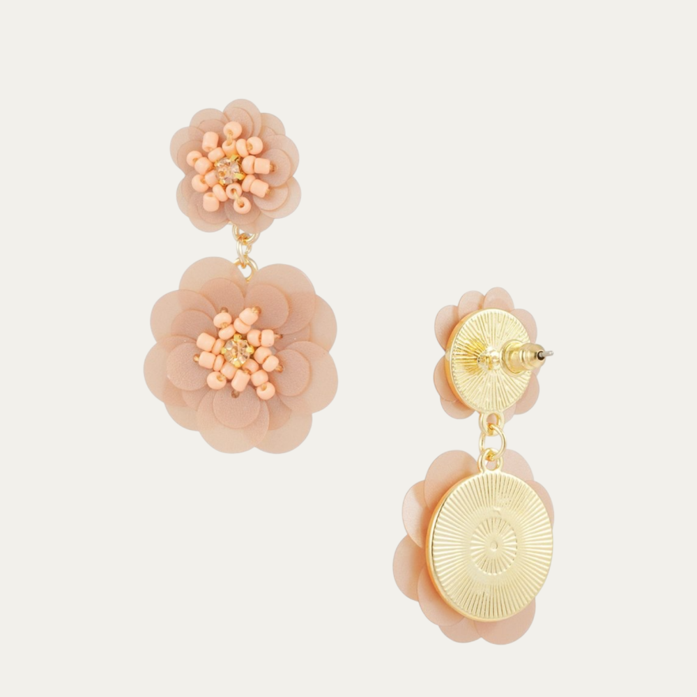Oorbellen Bloemen - Champagne