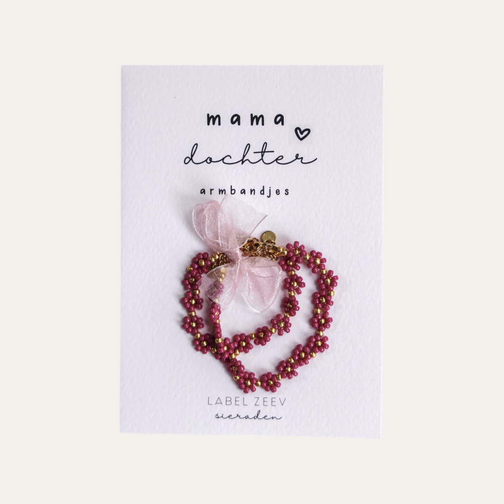 Mama♡Dochter armbandjes - Berry