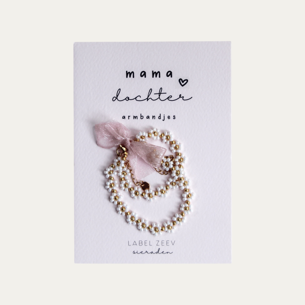 Mama♡Dochter armbandjes - Cream