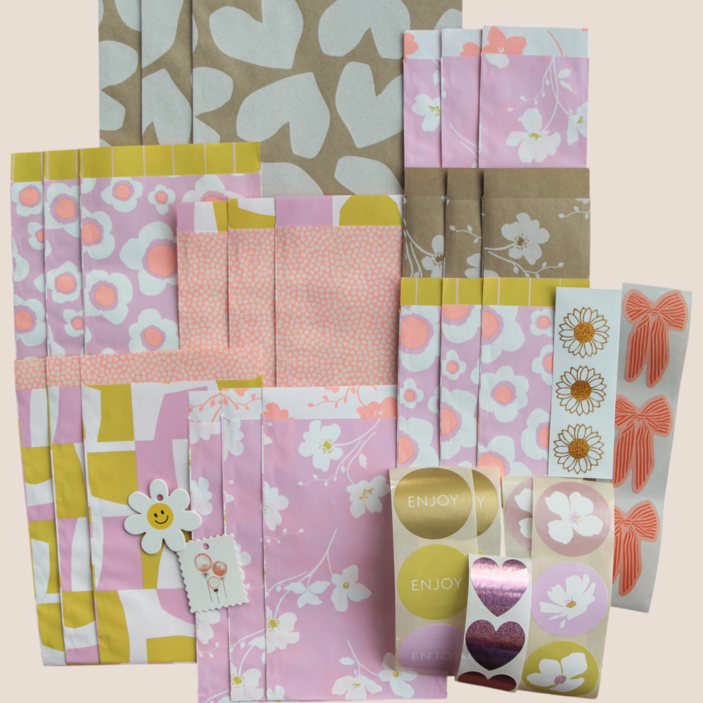 Happy Wrapping Set - Neutraal&Roze